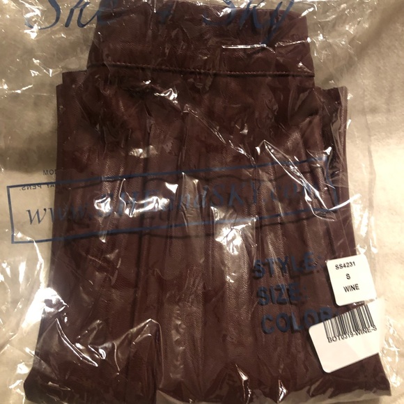 SHE + SKY Faux Leather Skirt (Wine) - Picture 3 of 3